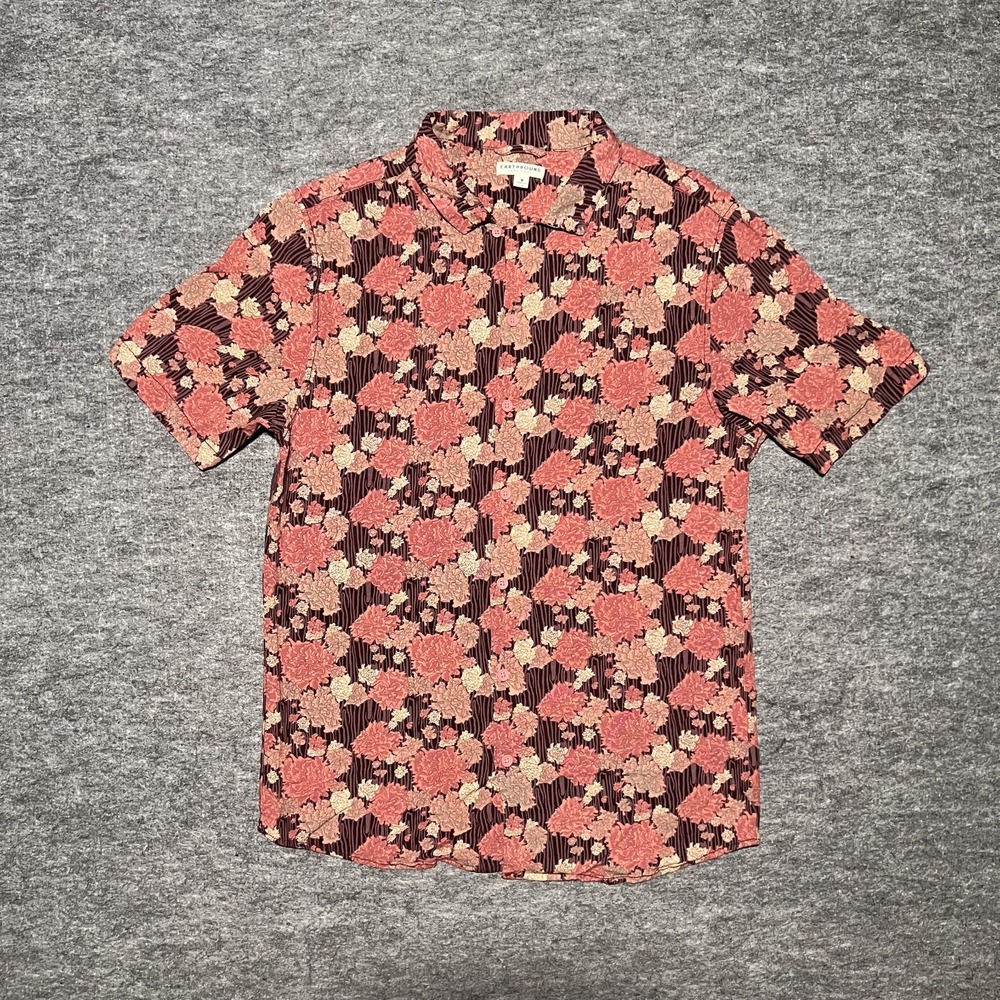 Earthbound Flower‎ Child Shirt Men Button Up Short Sleeve Autumn Hippie Sz Small